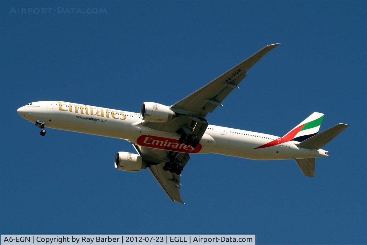 A6-EGN, 2012 Boeing 777-31H/ER C/N 41074, Boeing 777-31HER [41074] (Emirates Airlines) Home~G 23/07/2012