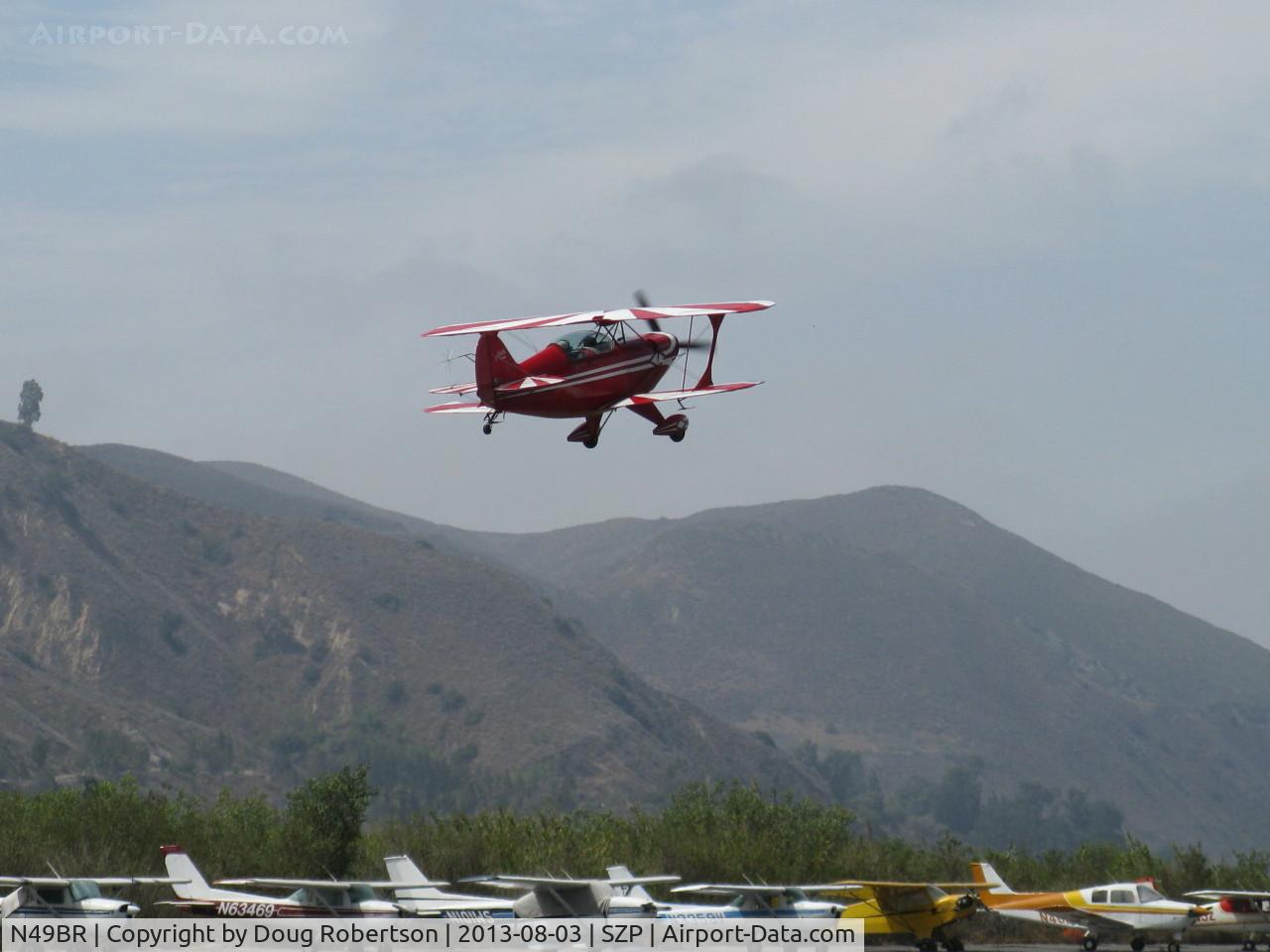 N49BR, Pitts S-2A Special C/N 2212, 1980 Aerotek PITTS S-2A, Lycoming AEIO-540 260 Hp, fast takeoff climb Rwy 22