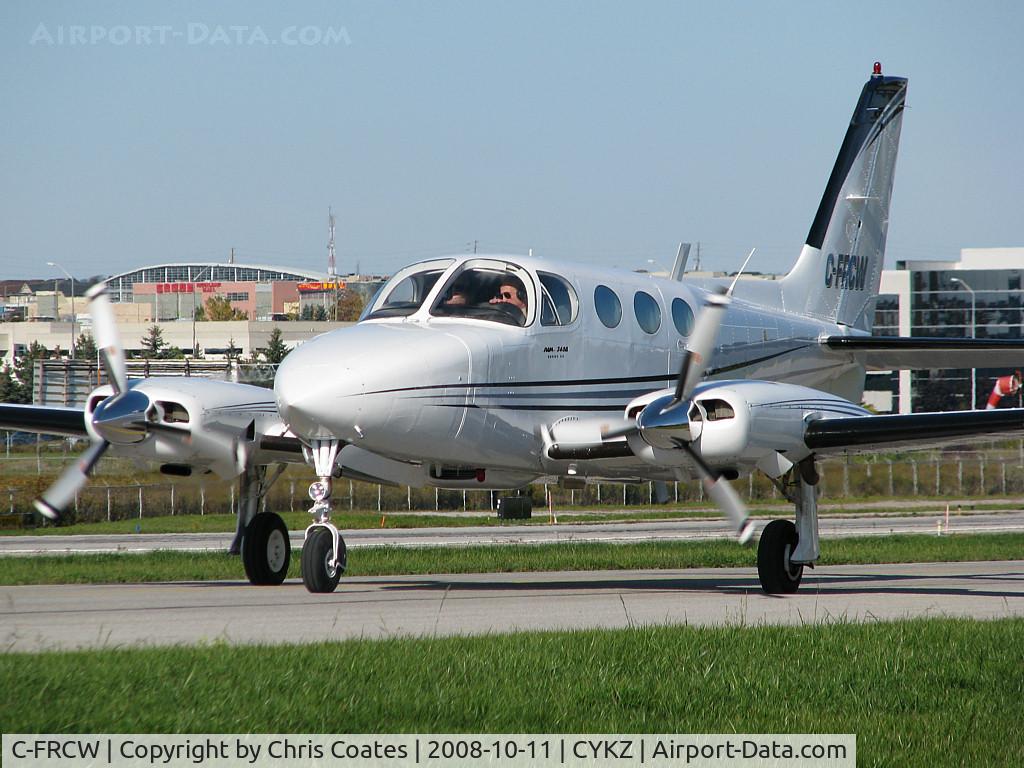 C-FRCW, 1976 Cessna 340A C/N 340A0045, This nice Cessna twin was rolling along on taxiway Bravo towards rwy 33 for takeoff. It was built in 1976 & has since been sold. I wonder where it is now?