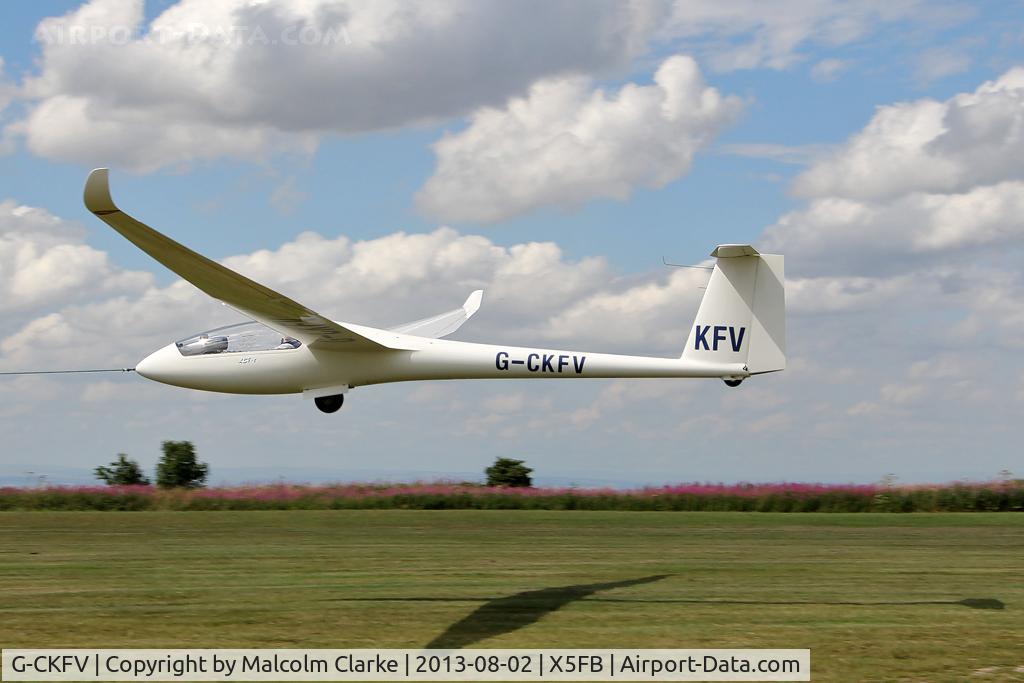 G-CKFV, 2003 DG Flugzeugbau LS-8T C/N 8476, DG Flugzeugbau LS-8T being launched for a cross country flight during The Northern Regional Gliding Competition, Sutton Bank, North Yorks, August 2nd 2013.