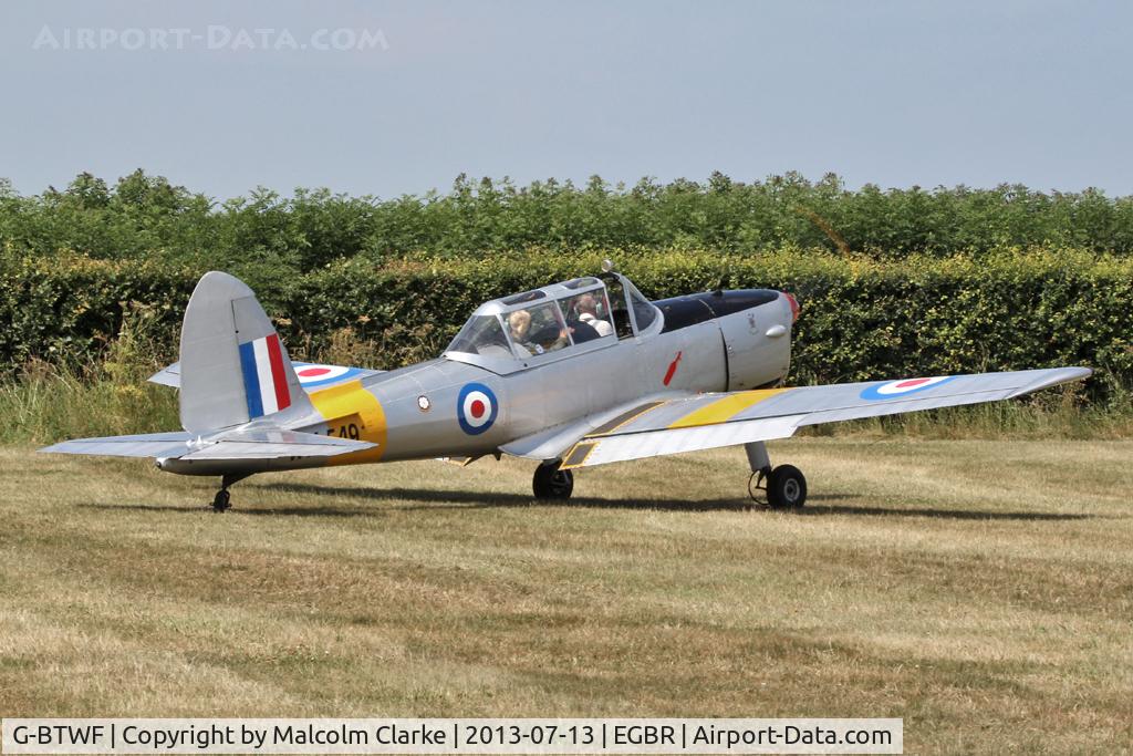 G-BTWF, 1951 De Havilland DHC-1 Chipmunk T.10 C/N C1/0564, De Havilland DHC-1 Chipmunk 22 at The Real Aeroplane Company's Wings & Wheels Fly-In, Breighton Airfield, July 2013.
