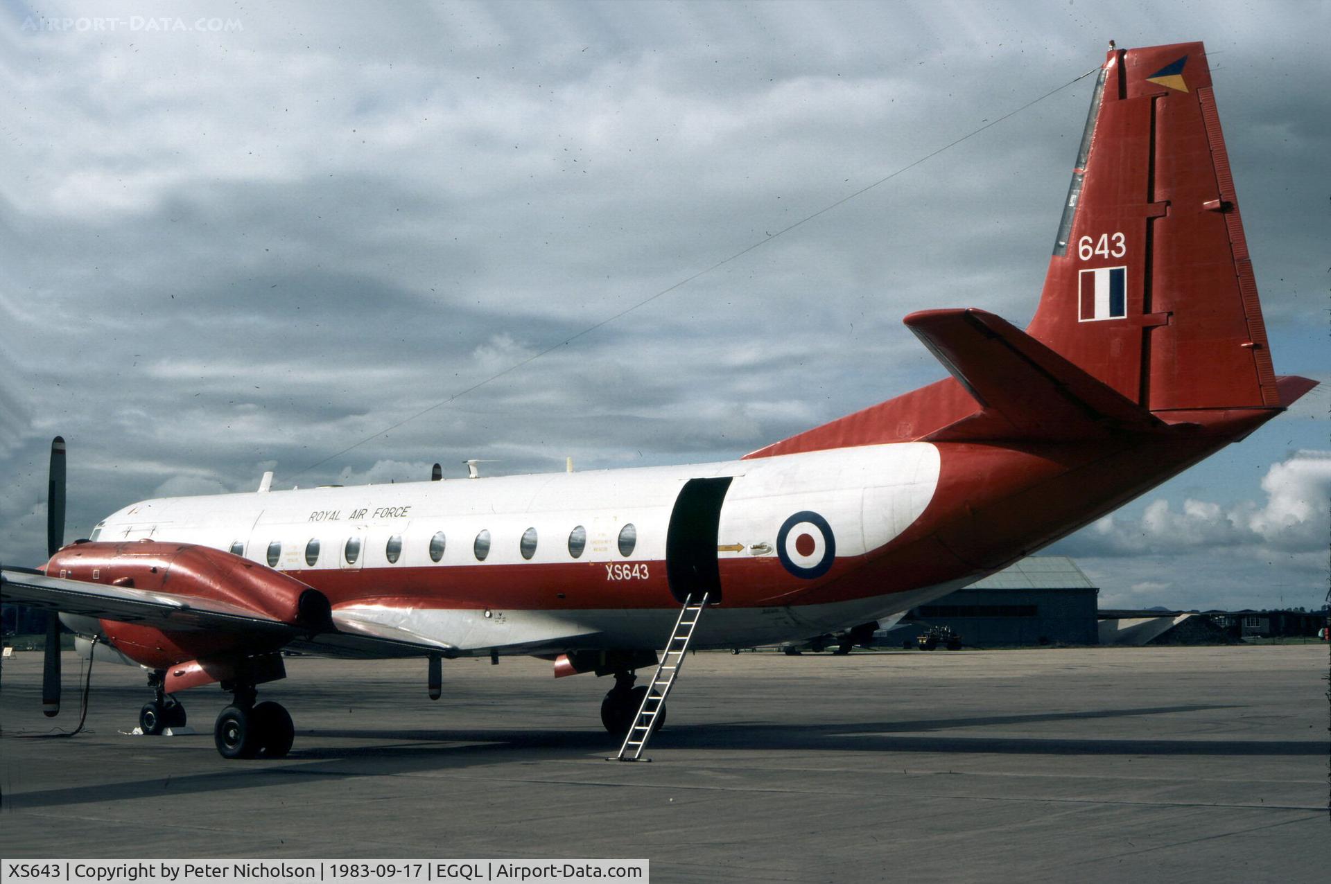 XS643, 1967 Hawker Siddeley HS-780 Andover E.3A C/N BN27, Andover E.3A of 115 Squadron on display at the 1983 RAF Leuchars Airshow.
