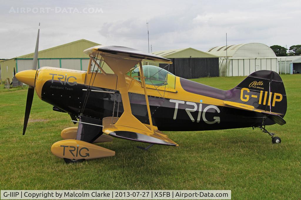 G-IIIP, 1984 Pitts S-1D Special C/N PFA 009-10195, Pitts S-1D. One of the two Pitts Specials of the Trig Aerobatic Team during a stopover at Fishburn Airfield, July 2013.