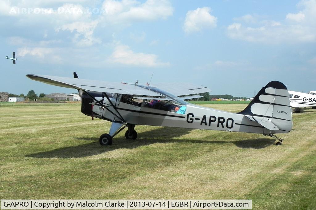 G-APRO, 1952 Auster 6A Tugmaster C/N WJ370, Auster 6A Tugmaster at The Real Aeroplane Company's Wings & Wheels Fly-In, Breighton Airfield, July 2013.