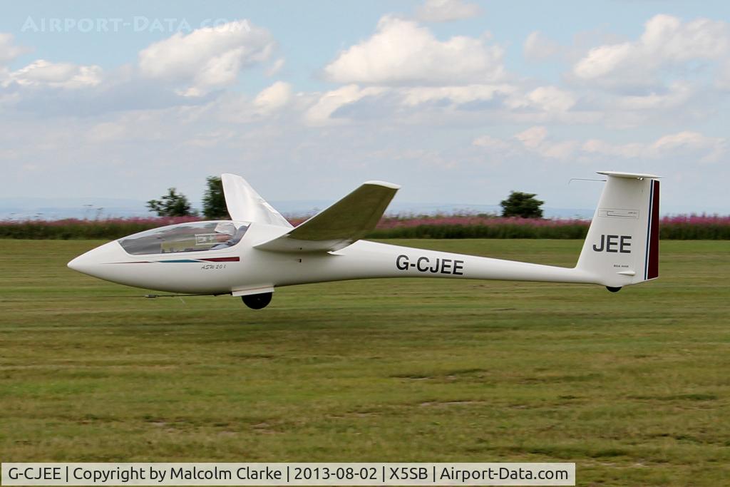 G-CJEE, 1978 Schleicher ASW-20L C/N 20073, Schleicher ASW 20 being launched for a cross country flight during The Northern Regional Gliding Competition, Sutton Bank, North Yorks, August 2nd 2013.
