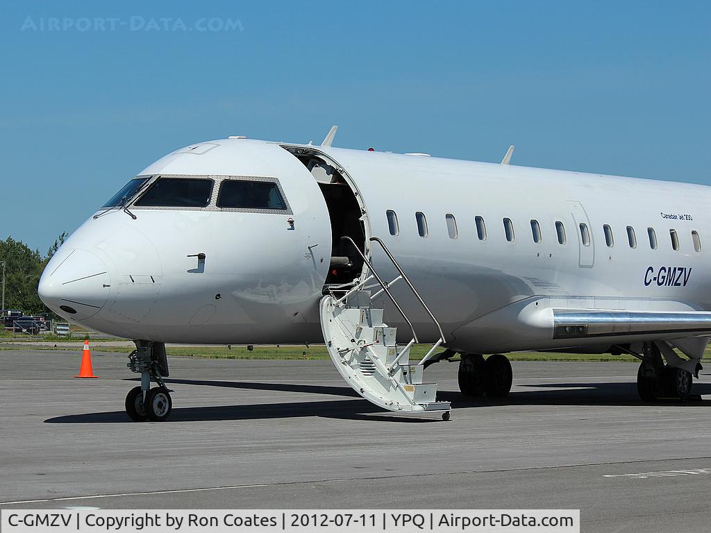 C-GMZV, 2001 Canadair CRJ-200LR (CL-600-2B19) C/N 7494, This 2001 Bombardier	CL-600-2B19 sits outside the offices of 