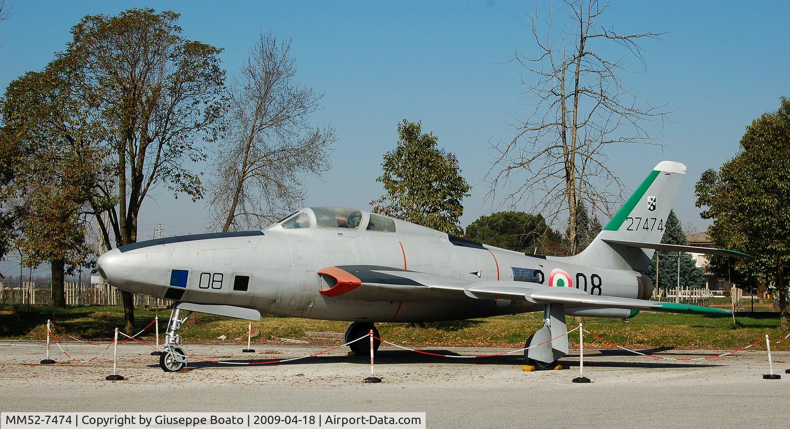 MM52-7474, 1952 Republic RF-84F Thunderflash C/N Not found (52-7474), Republic RF 84 F Thunderflash 3^ Aerobrigata 18° Gruppo Verona Villafranca
now at Rivolto, Frecce Tricolori Airbase