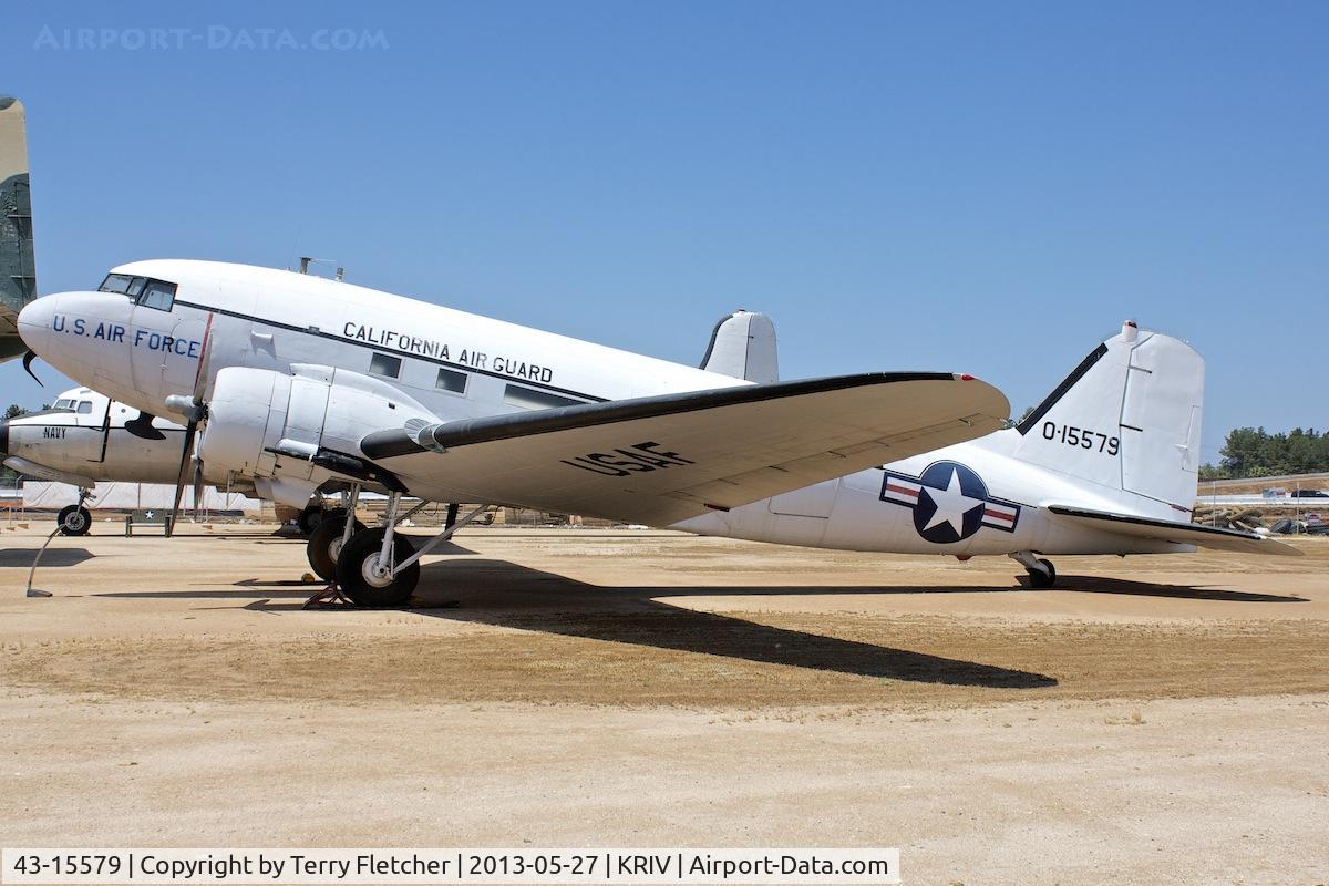 43-15579, 1943 Douglas VC-47A Skytrain C/N 20045, At March Field Museum , Riverside , California