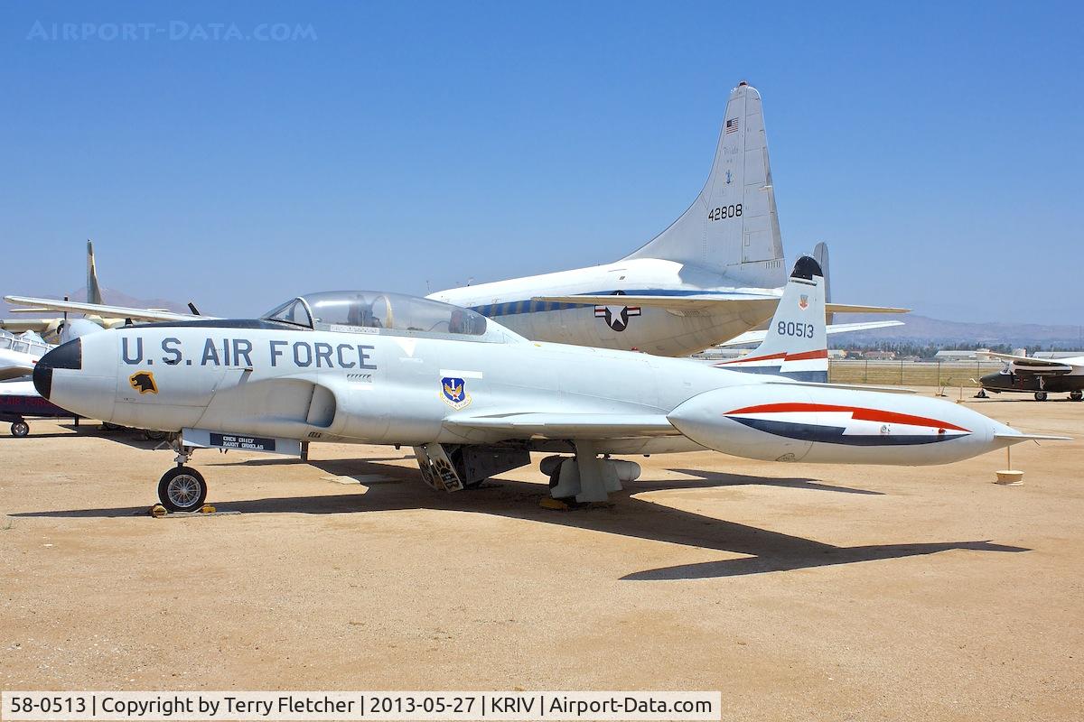 58-0513, 1958 Lockheed T-33A Shooting Star C/N 580-1562, At March Field Air Museum , Riverside , California