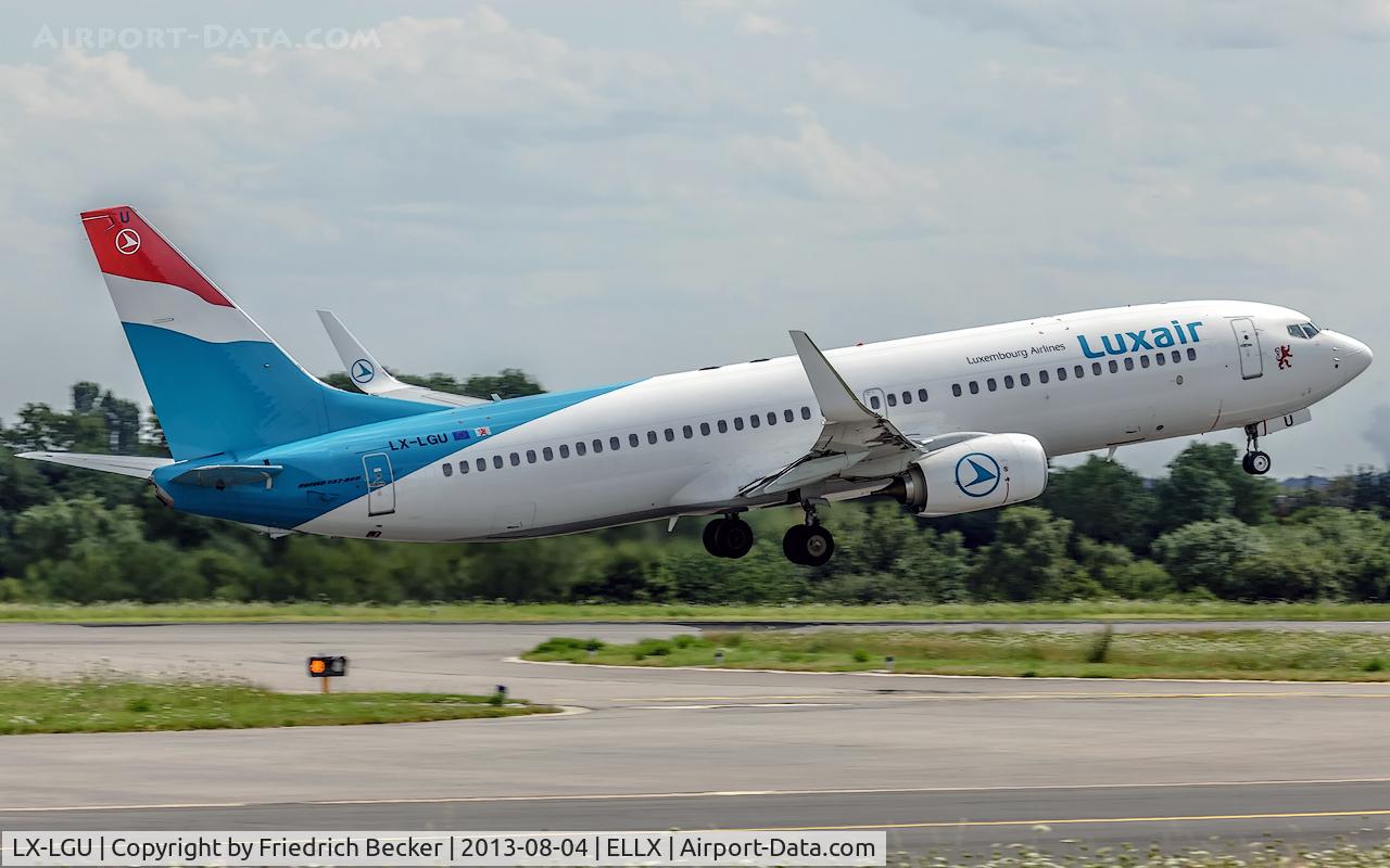 LX-LGU, 2012 Boeing 737-8C9 C/N 41047, departure from Luxembourg