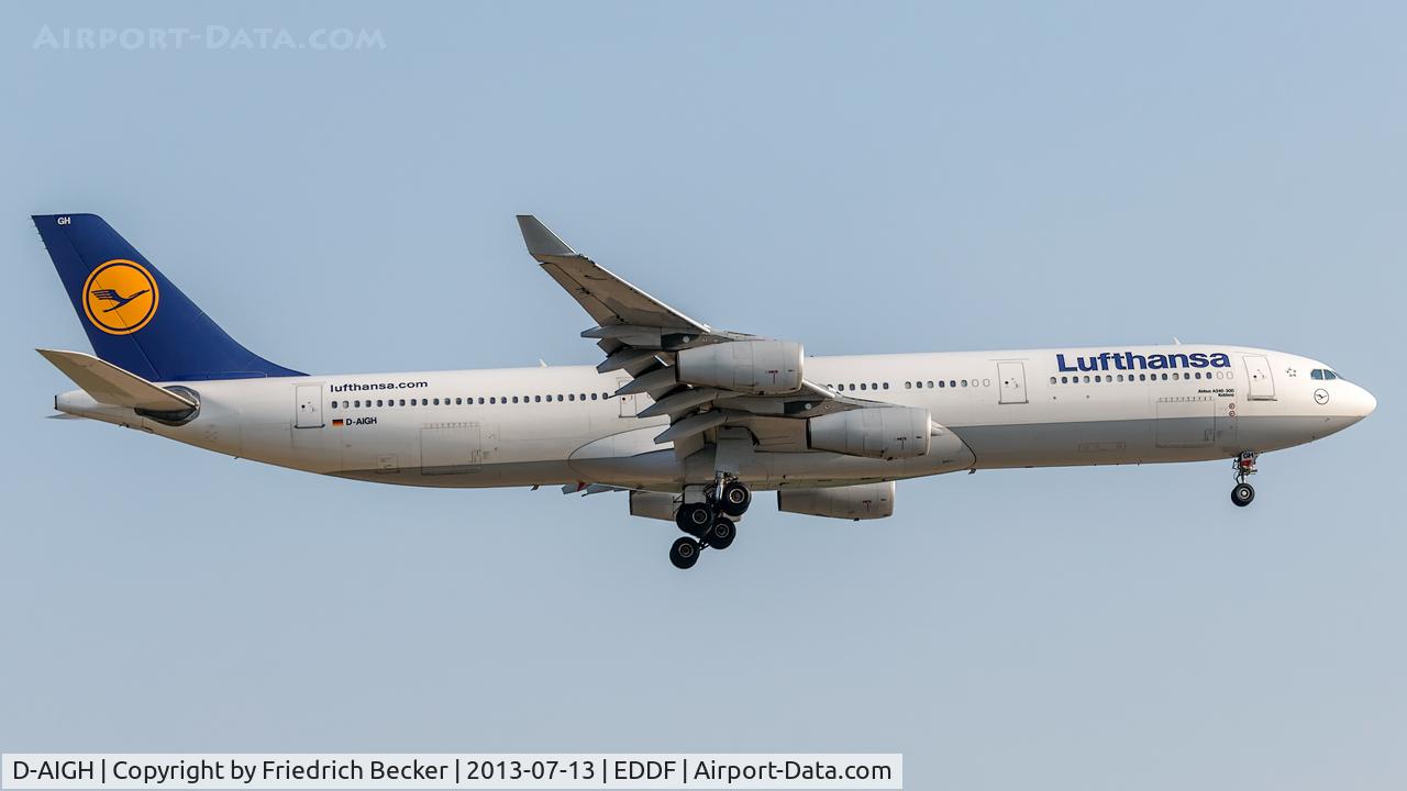 D-AIGH, 1994 Airbus A340-311 C/N 052, on final at Frankfurt