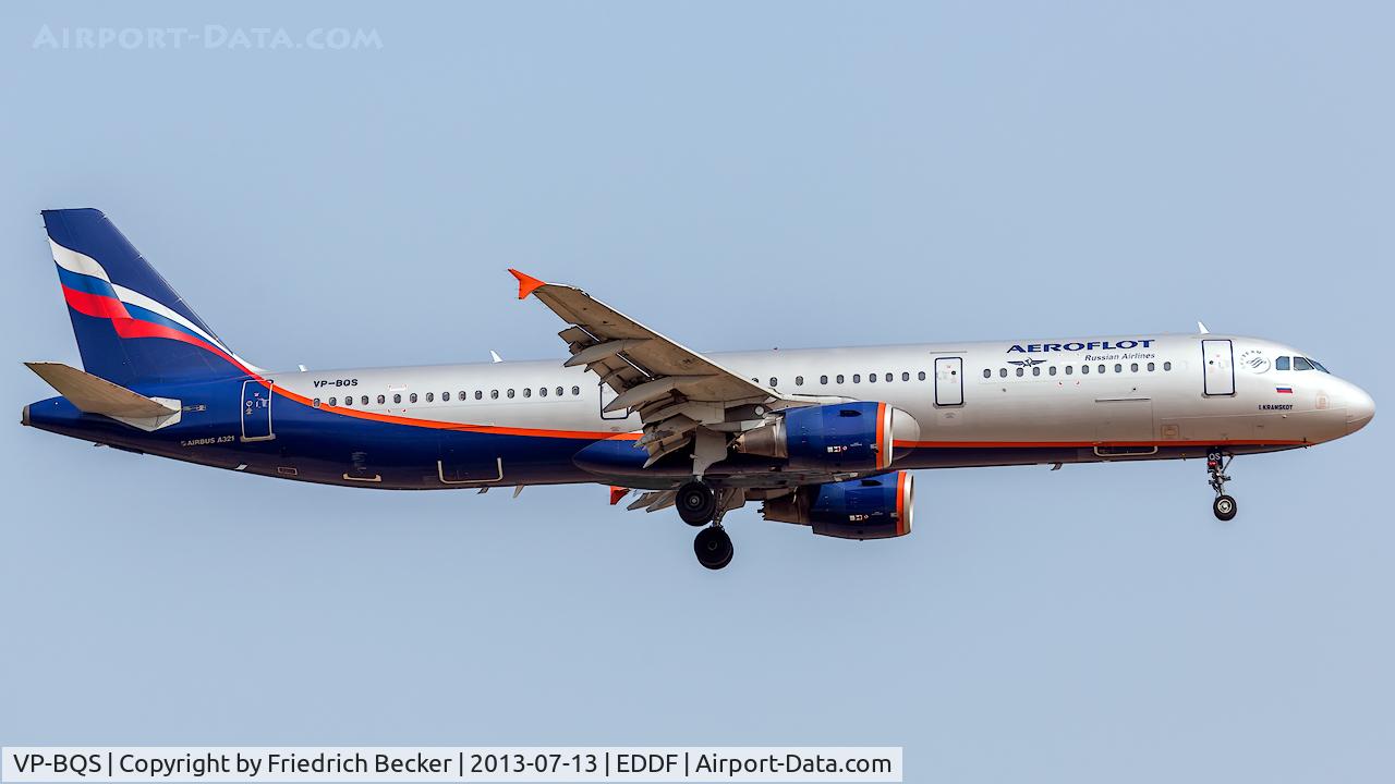 VP-BQS, 2006 Airbus A321-211 C/N 2912, on final at Frankfurt