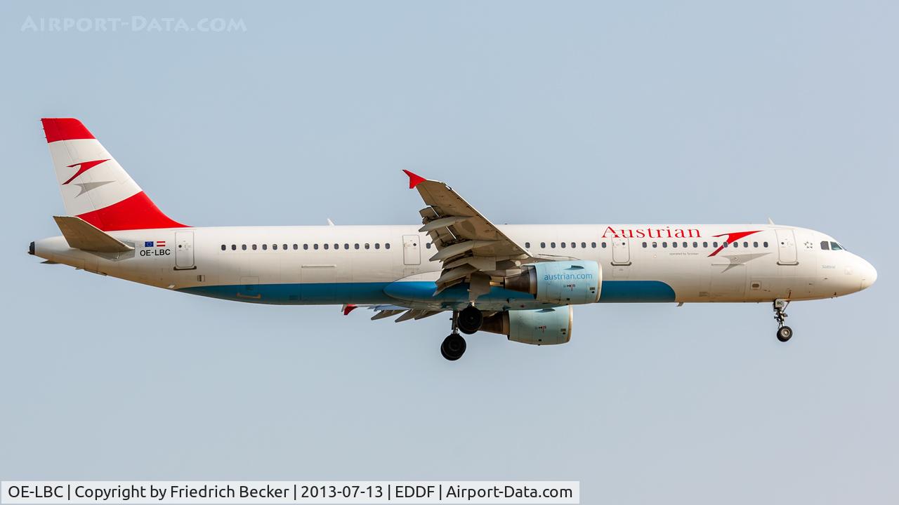 OE-LBC, 1996 Airbus A321-111 C/N 581, on final at Frankfurt