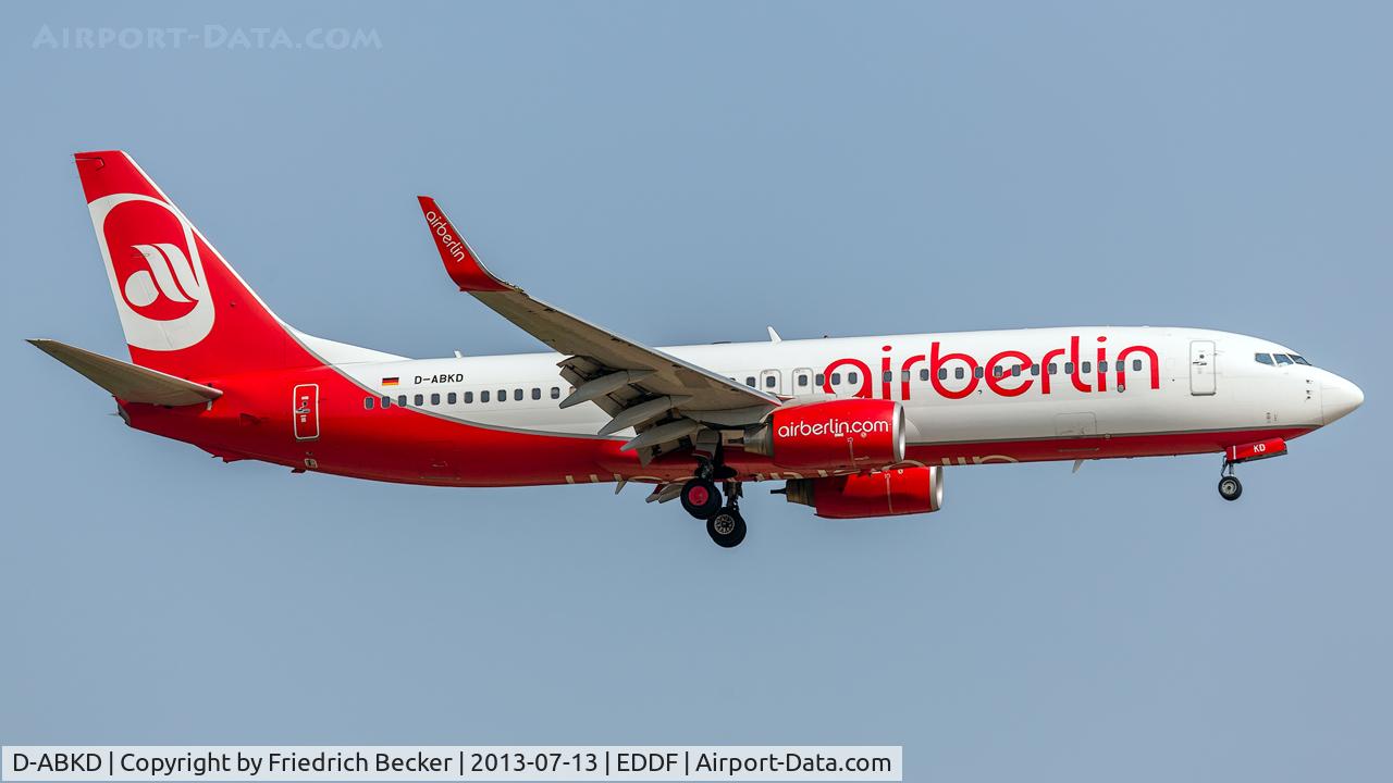 D-ABKD, 2009 Boeing 737-86J C/N 37742, on final at Frankfurt