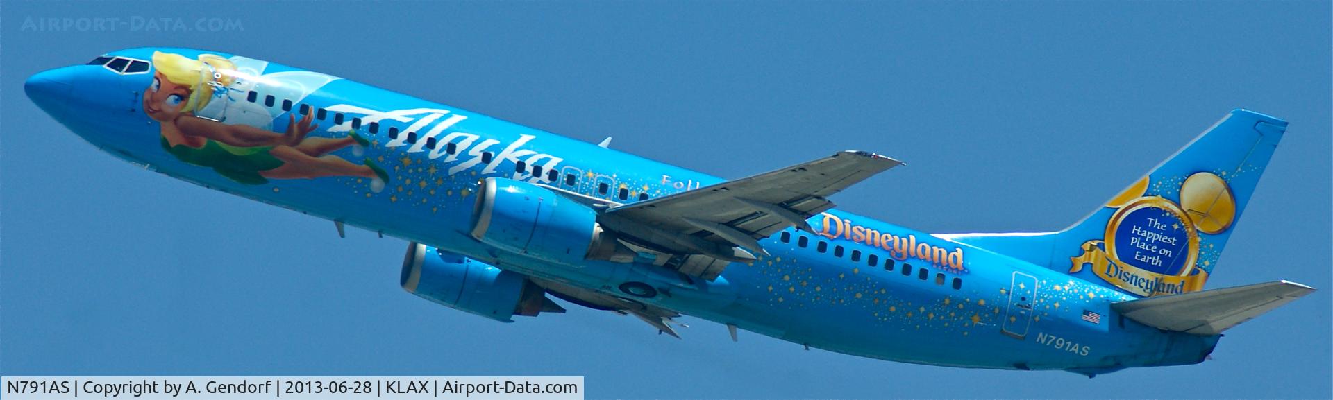 N791AS, 1997 Boeing 737-490 C/N 28886, Alaska Airlines (50th Anniversary Disneyland cs.), seen here climbing out Los Angeles Int´l(KLAX)