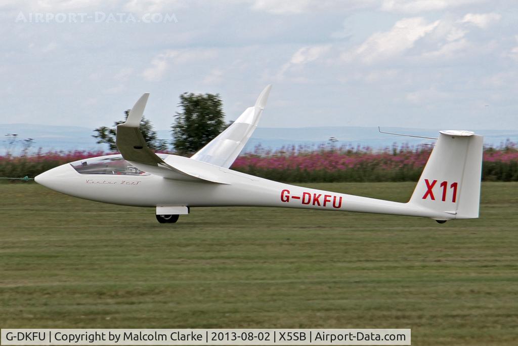 G-DKFU, 2003 Schempp-Hirth Ventus 2cT C/N 114, Schempp-Hirth Ventus 2CT being launched for a cross country flight during The Northern Regional Gliding Competition, Sutton Bank, North Yorks, August 2nd 2013.