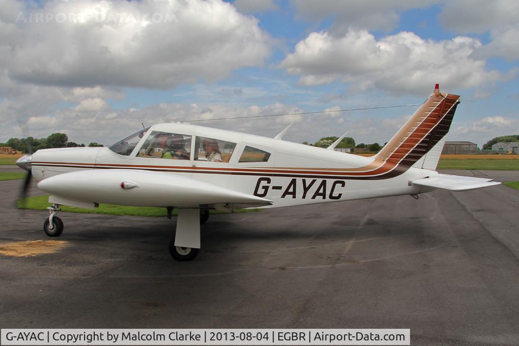 G-AYAC, 1969 Piper PA-28R-200 Cherokee Arrow C/N 28R-35606, Piper PA-28R-200 Cherokee Arrow at The Summer Madness Fly-In. The Real Aeroplane Club, Breighton Airfield, August 2013.