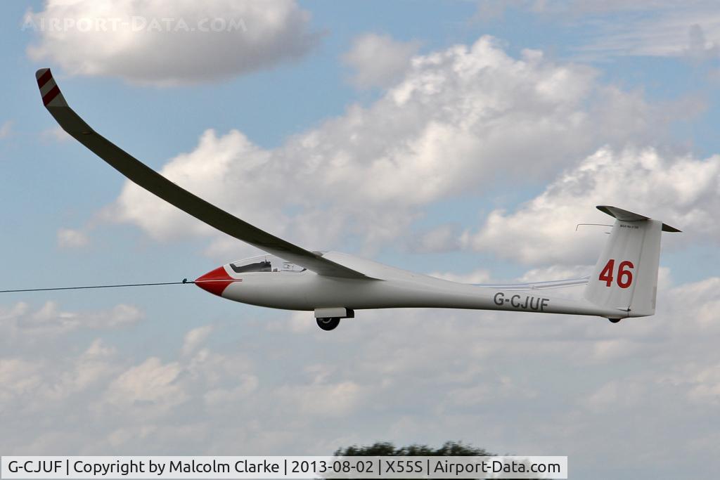 G-CJUF, 2000 Schempp-Hirth Ventus 2cT C/N 53, Schempp-Hirth Ventus 2CT being launched for a cross country flight during The Northern Regional Gliding Competition, Sutton Bank, North Yorks, August 2nd 2013.