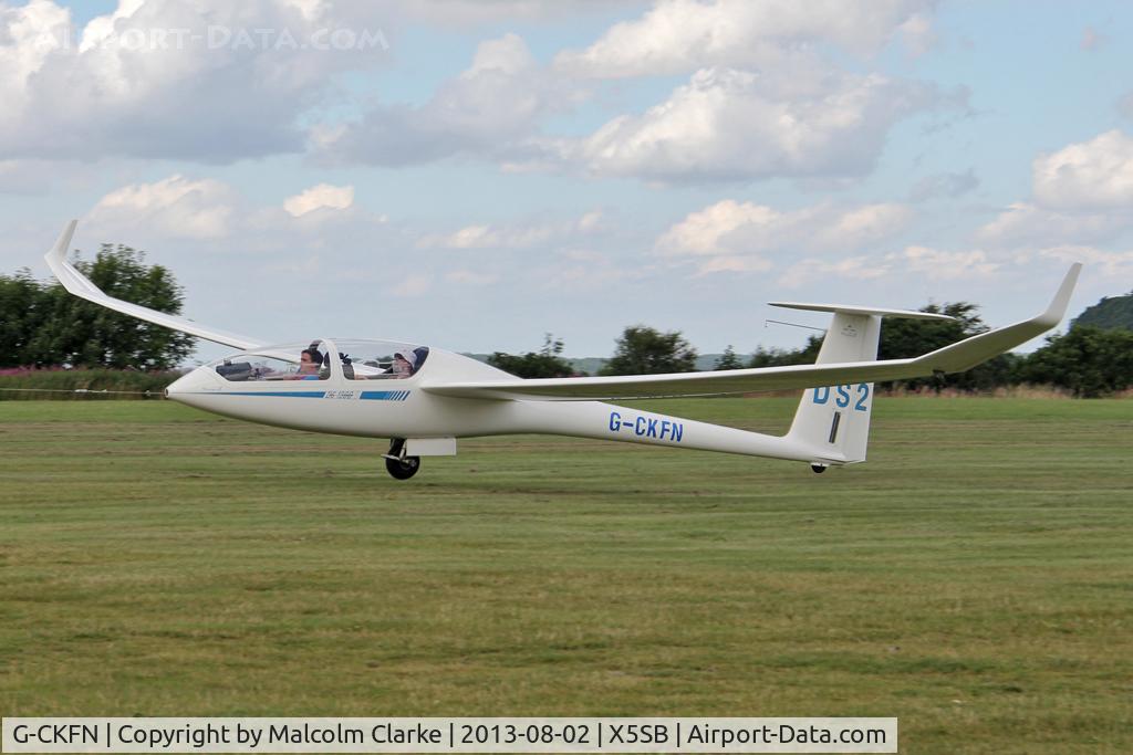 G-CKFN, 2003 DG Flugzeugbau DG-1000S C/N 10-29S28, DG Flugzeugbau DG-1000S being launched for a cross country flight during The Northern Regional Gliding Competition, Sutton Bank, North Yorks, August 2nd 2013.