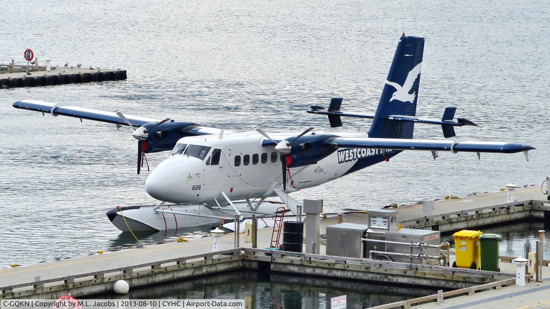 C-GQKN, 1968 De Havilland Canada DHC-6-100 Twin Otter C/N 94, Westcoast Air #606 tied up at Harbour Air terminal in Coal Harbour.