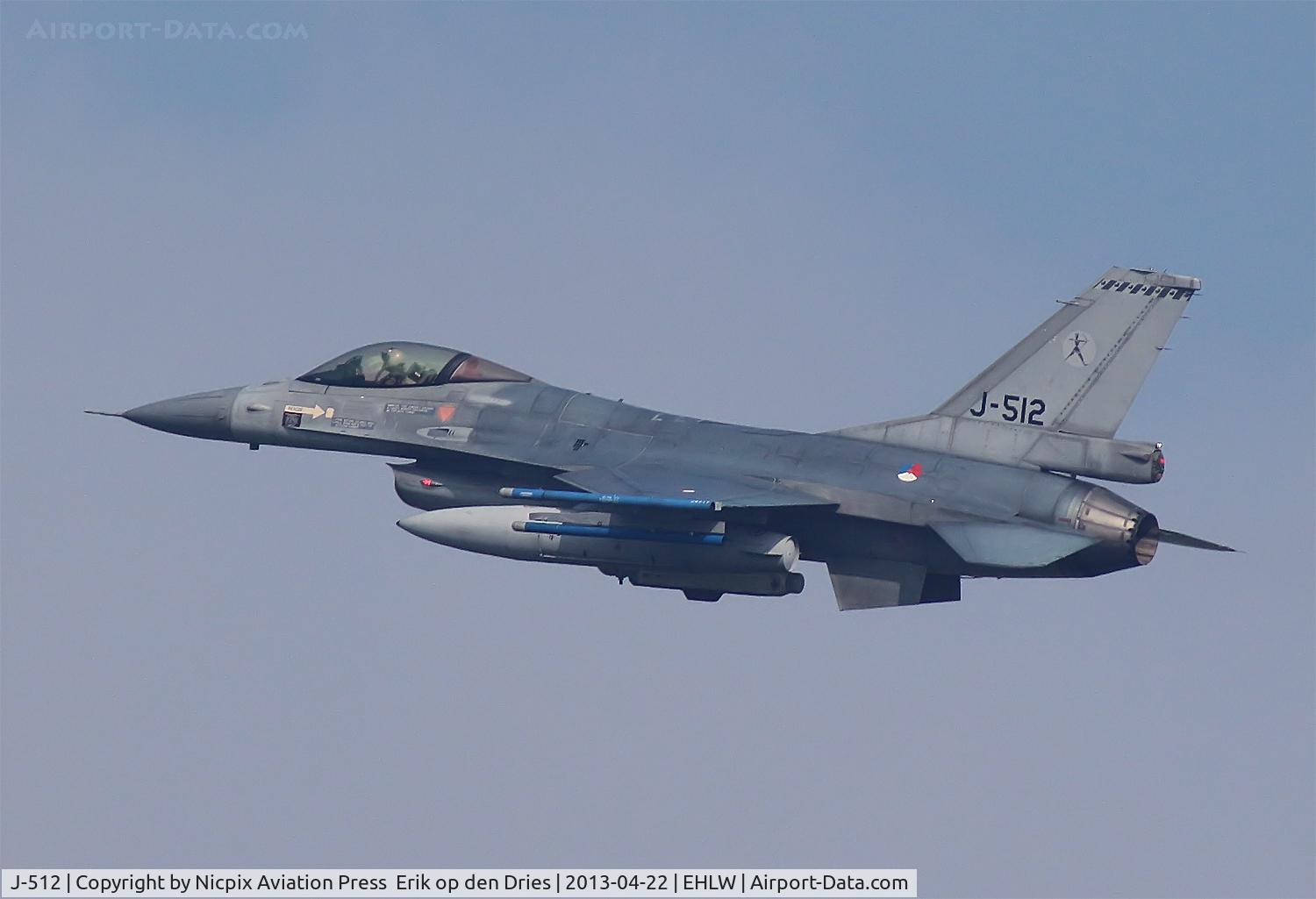 J-512, Fokker F-16AM Fighting Falcon C/N 6D-151, J-512 seen here on very low departure out of Leeuwarden AB during Frisian Flag 2013