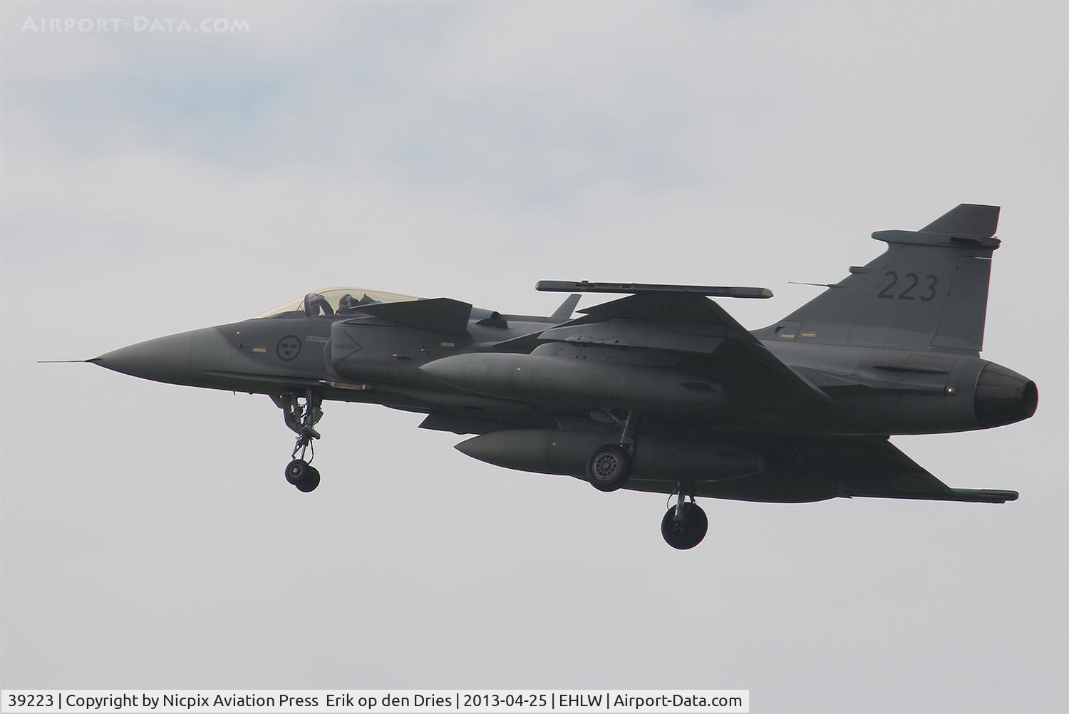 39223, Saab JAS-39C Gripen C/N 39223, Swedn AF JAS-39C Gripen fighter seen here on finals for runway 24
