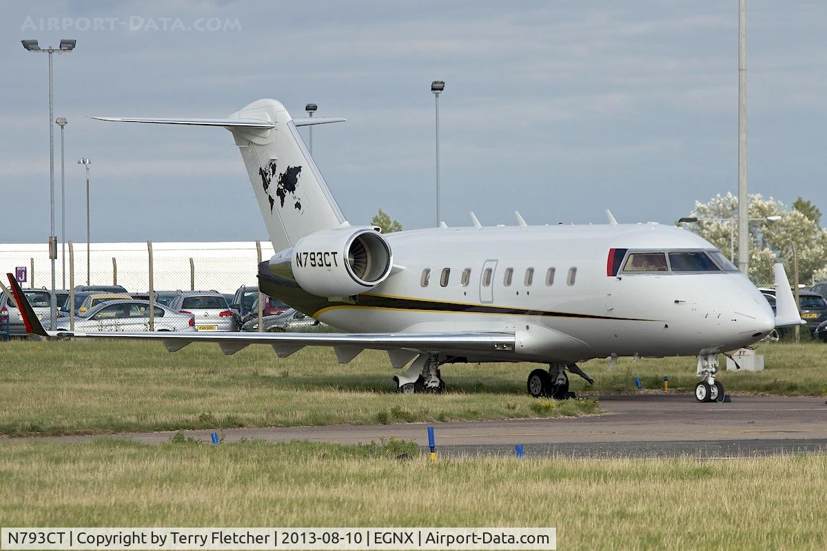 N793CT, 2006 Bombardier Challenger 604 C/N 5643, One of three aircraft belonging to Caterpillar Inc - parked at East Midlands in the UK