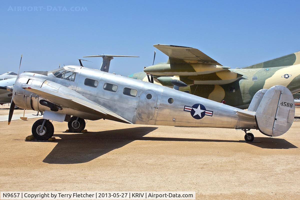 N9657, 1951 Beech UC-45J Expeditor C/N 44588, 1951 built Beech UC-45J  ex Bu 44588 , at March Field Air Museum , Riverside , California