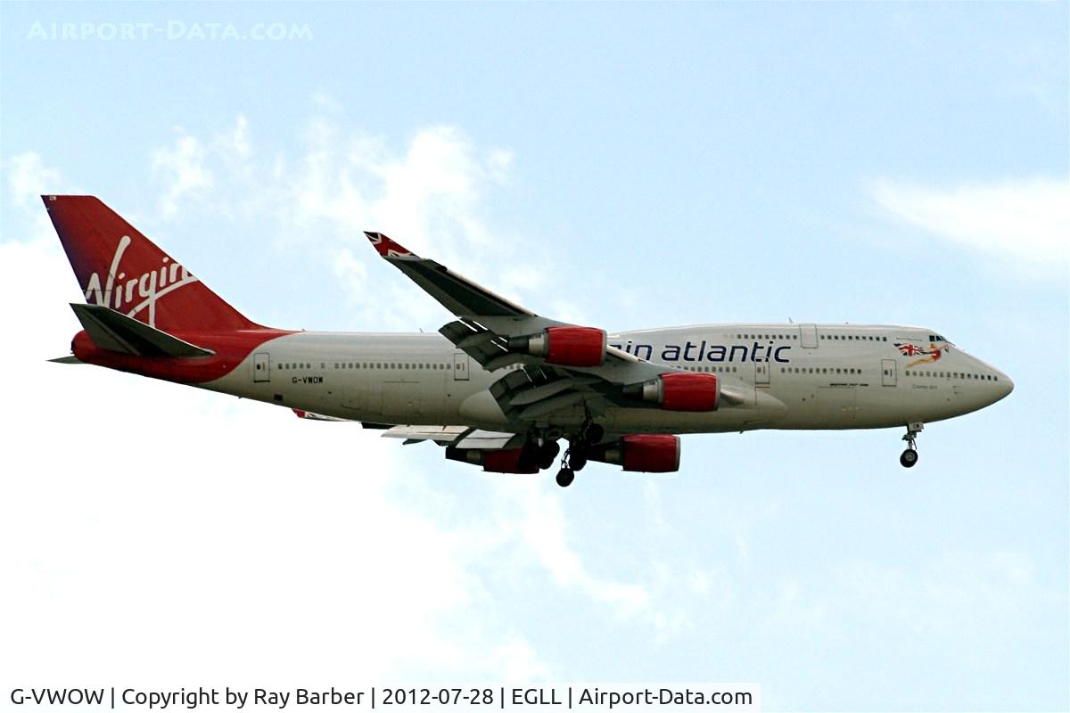 G-VWOW, 2001 Boeing 747-41R C/N 32745, Boeing 747-41R [32745] (Virgin Atlantic) Home~G 28/07/2012. On approach 27L.