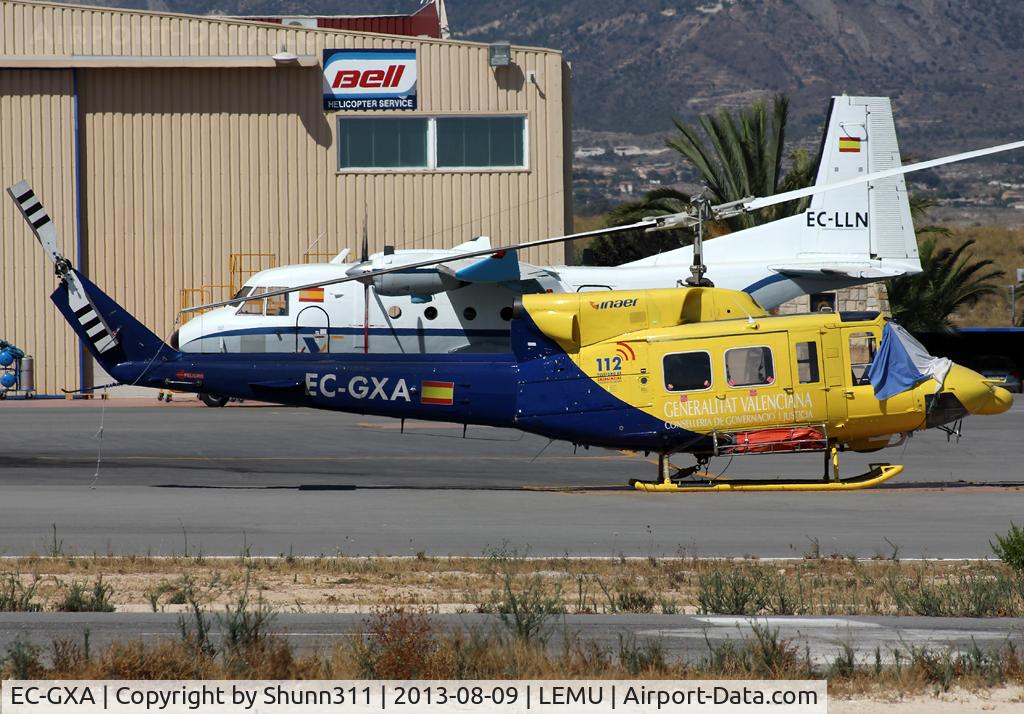 EC-GXA, 1977 Bell 212 C/N 30812, Parked in front of Inaer hangars @ LEMU Ramp...