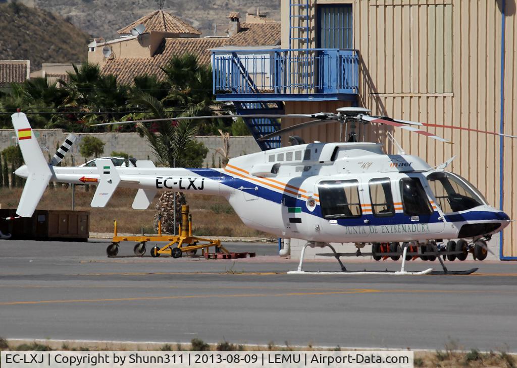 EC-LXJ, 2007 Bell 407 C/N 53795, Parked in front of Inaer hangars @ LEMU Ramp...