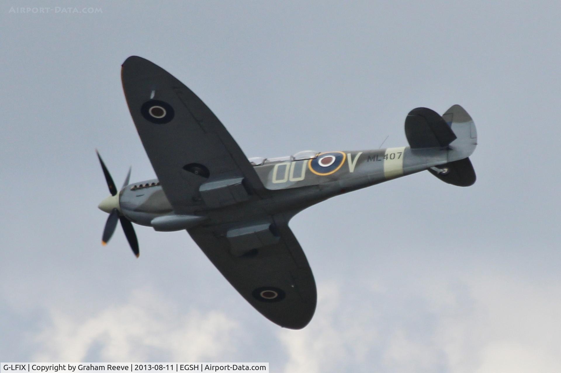 G-LFIX, 1944 Supermarine 509 Spitfire LF.IX (T.IX) C/N CBAF.8463, Over Norwich Airport.