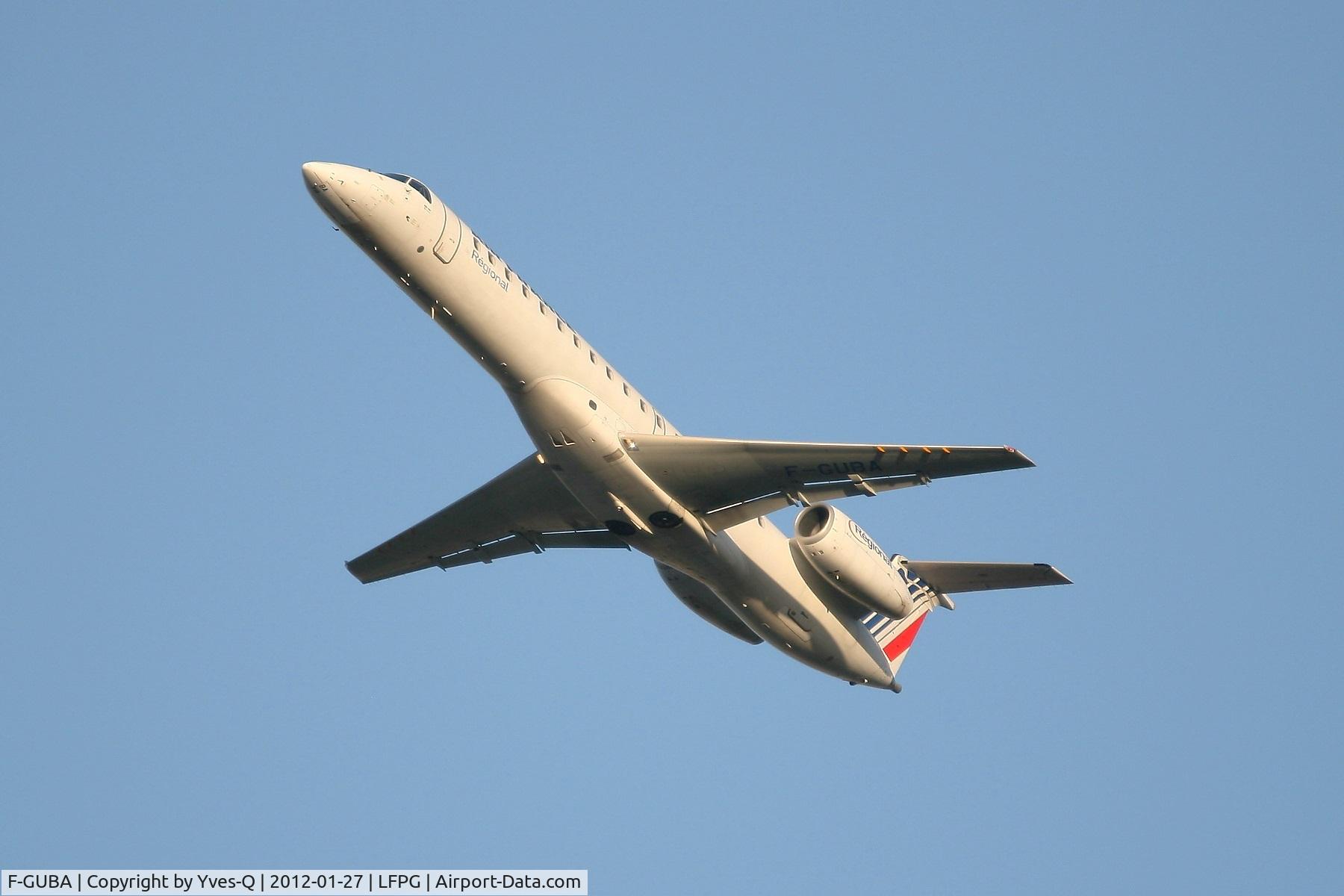 F-GUBA, 2001 Embraer EMB-145MP (ERJ-145MP) C/N 145398, Embraer EMB-145MP (ERJ-145MP), Take off rwy 26R, Roissy Charles De Gaulle Airport (LFPG-CDG)