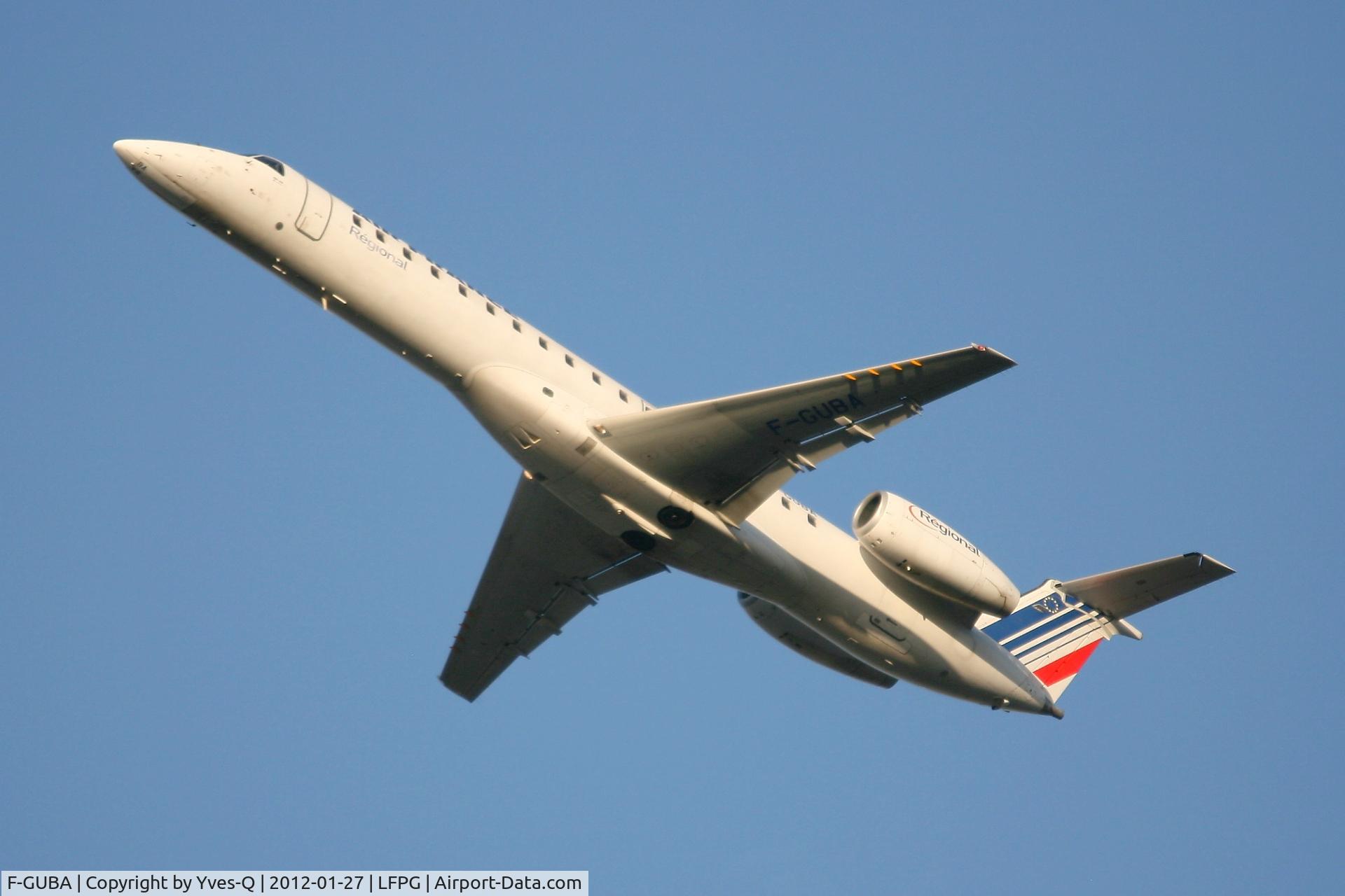 F-GUBA, 2001 Embraer EMB-145MP (ERJ-145MP) C/N 145398, Embraer EMB-145MP (ERJ-145MP), Take off rwy 26R, Roissy Charles De Gaulle Airport (LFPG-CDG)