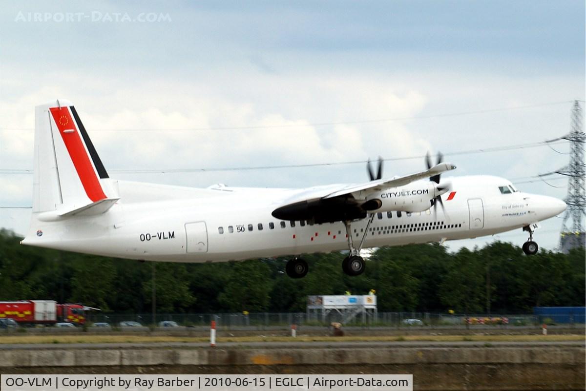 OO-VLM, 1988 Fokker 50 C/N 20135, OO-VLM   Fokker F-50 [20135] (Cityjet) London City~G 15/06/2010. Just departing.