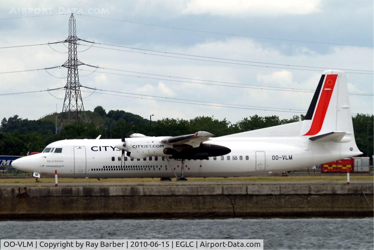 OO-VLM, 1988 Fokker 50 C/N 20135, OO-VLM   Fokker F-50 [20135] (Cityjet) London City~G 15/06/2010. Taxiing back having just landed.