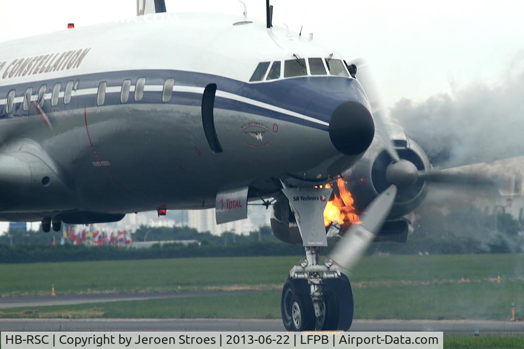 HB-RSC, 1955 Lockheed C-121C Super Constellation (L-1049F) C/N 1049F-4175, hot engine start-up