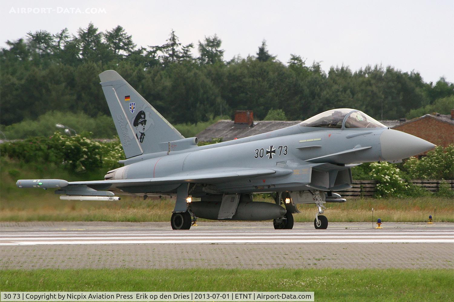 30 73, Eurofighter EF-2000 Typhoon S C/N GS054, 3073 entering runway 08