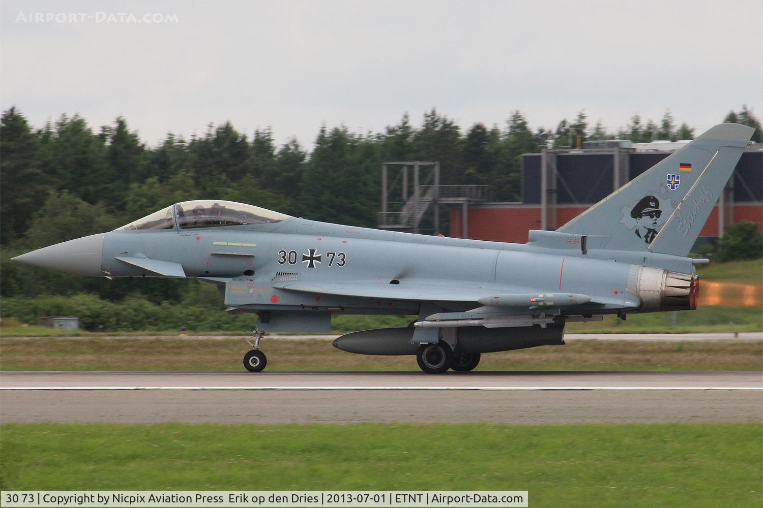 30 73, Eurofighter EF-2000 Typhoon S C/N GS054, 3073 starting its' take off run at Wittmund AB