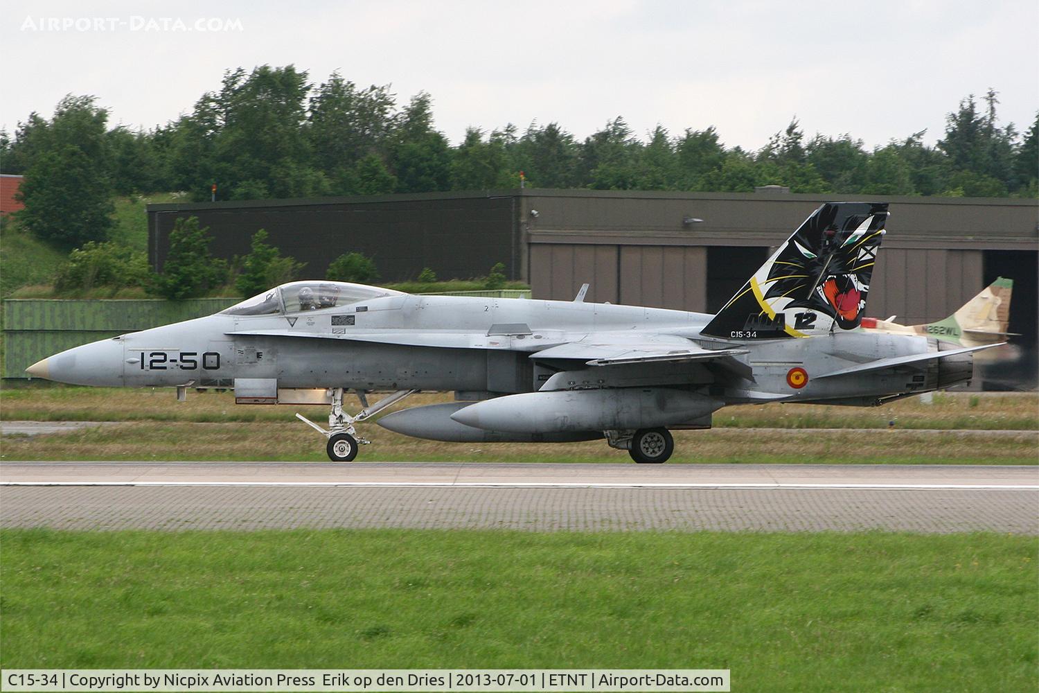 C15-34, McDonnell Douglas EF-18A+ Hornet C/N 0638/A530, Spain AF EF-18A+ C.15-34 on the runway of Wittmund AB