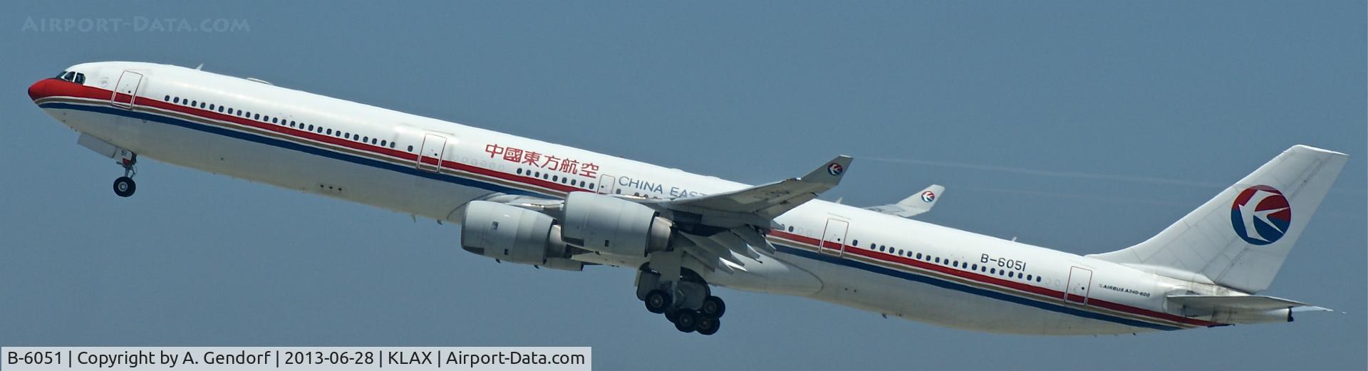 B-6051, 2003 Airbus A340-642 C/N 488, China Eastern Airlines, seen here departing Los Angeles Int´l(KLAX) bound for Shanghai Pudong(ZSPD)