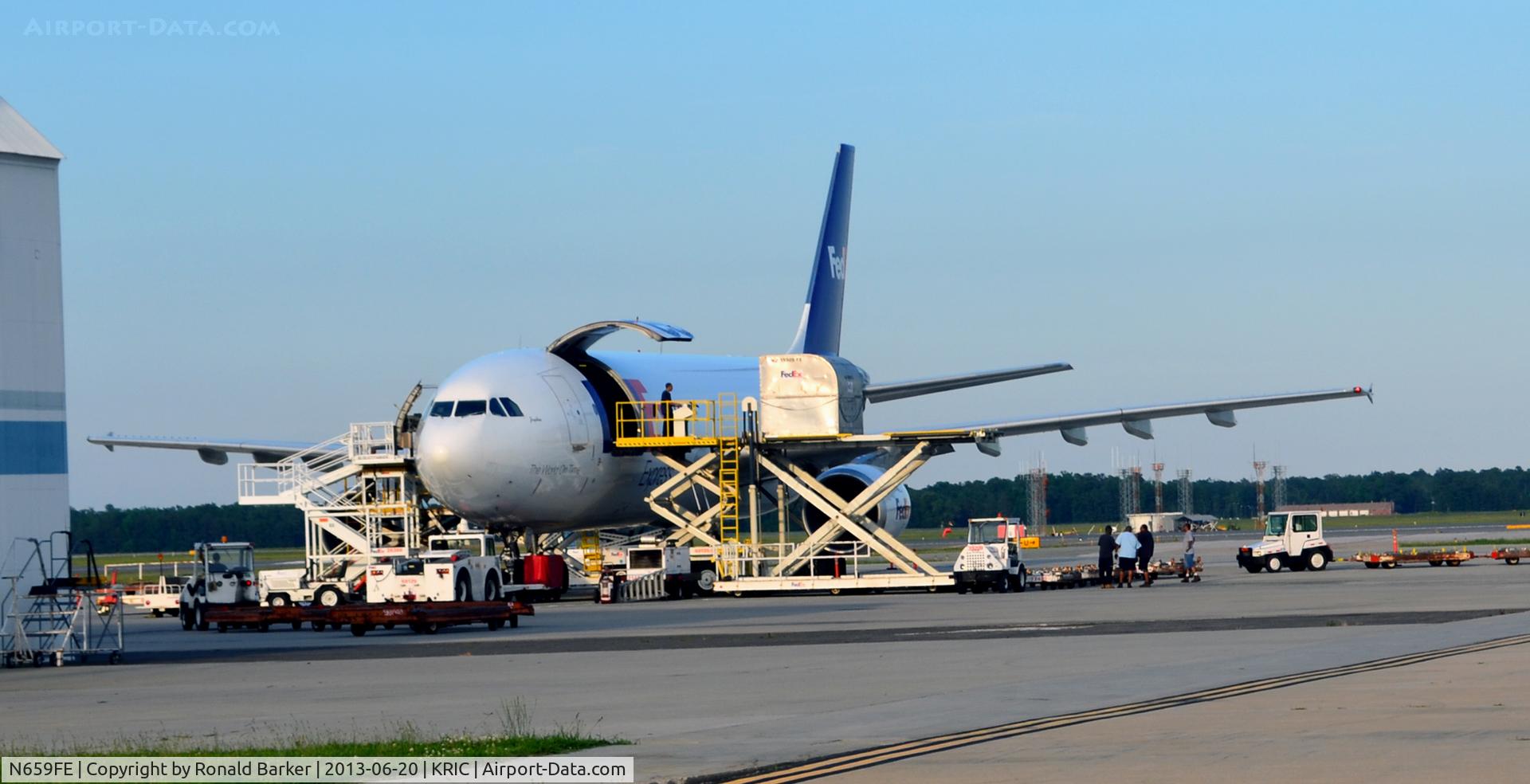 N659FE, 1995 Airbus A300F4-605R C/N 757, Cargo ramp - loading cargo -  RIC