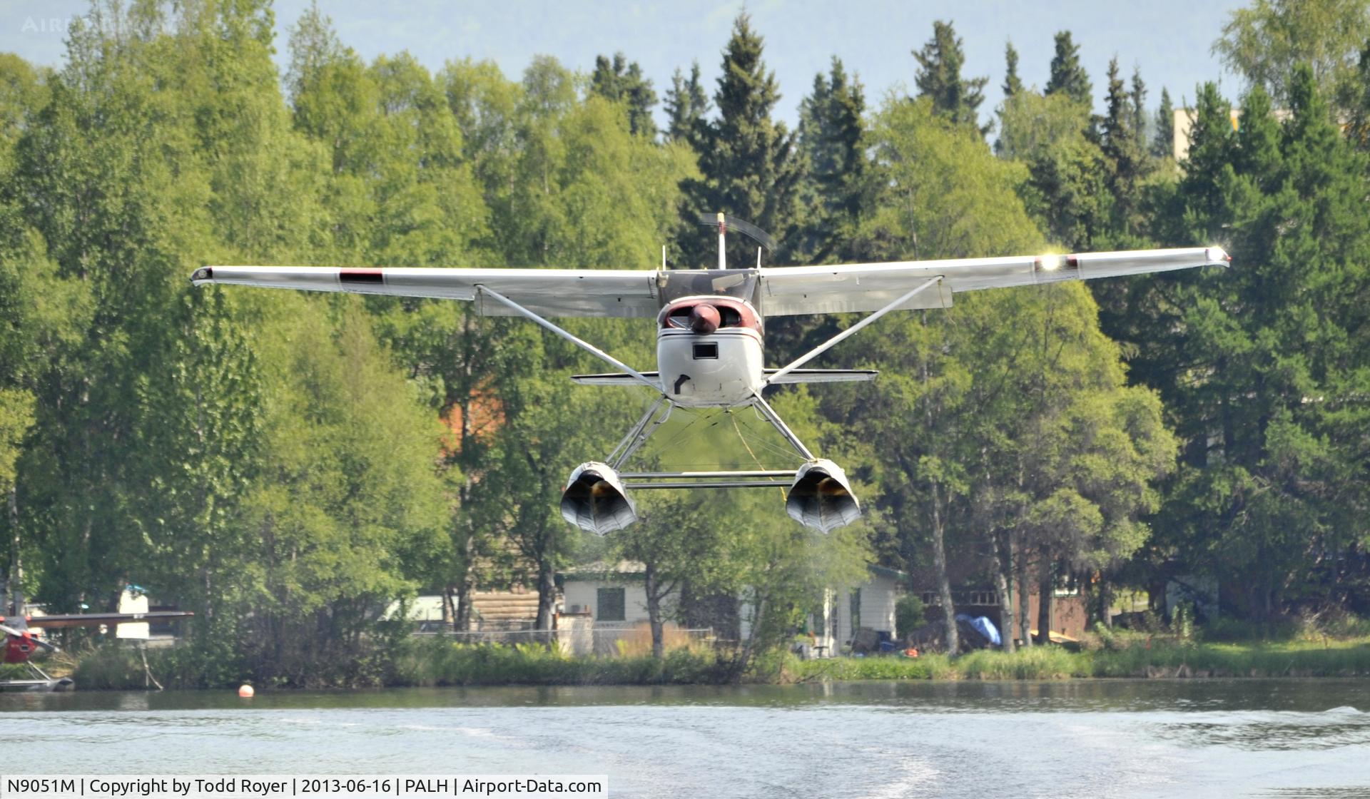 N9051M, 1970 Cessna 180H Skywagon C/N 18052151, Departing Lake Hood