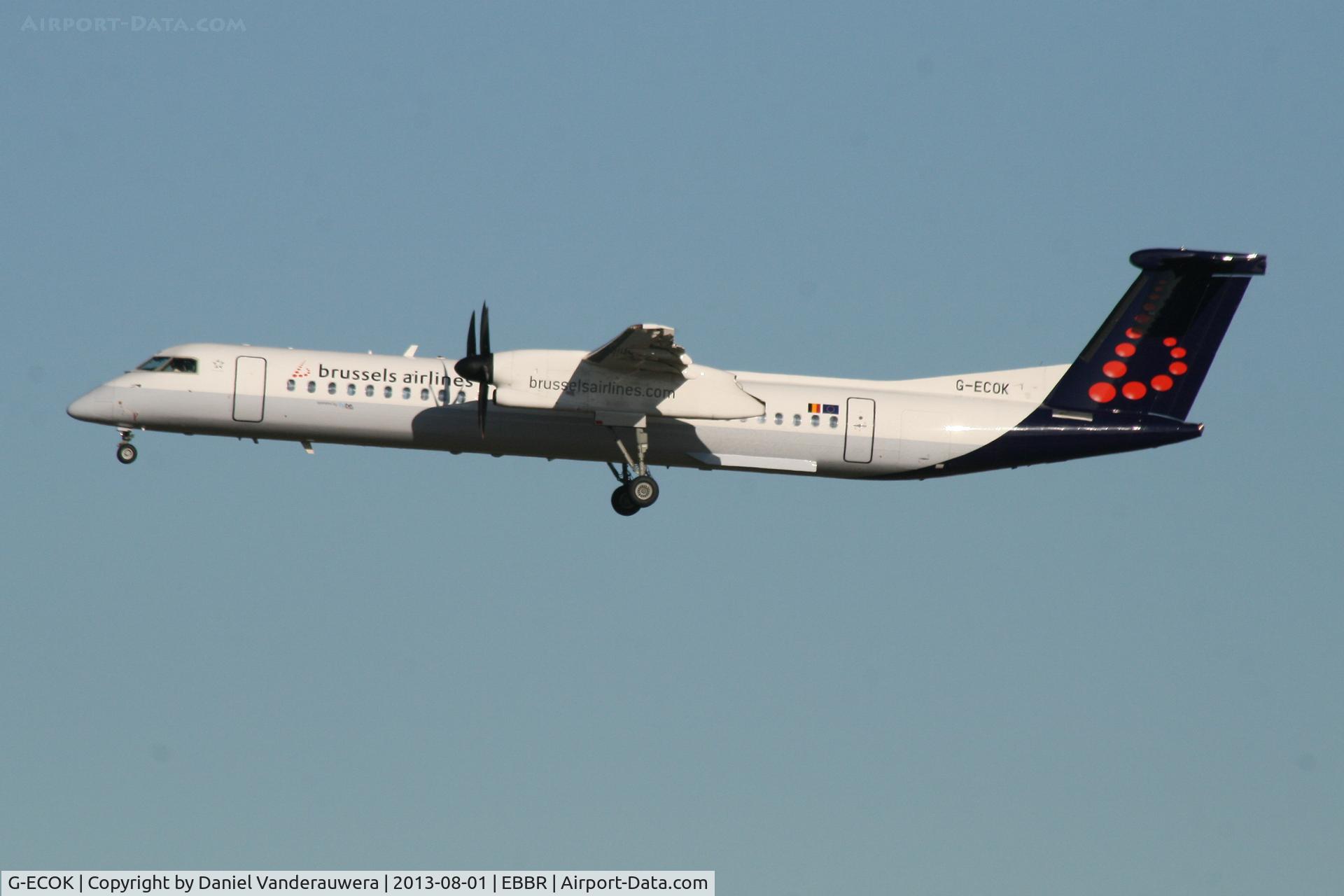 G-ECOK, 2008 Bombardier DHC-8-402Q Dash 8 C/N 4230, Arrival of flight SN2066 to RWY 20