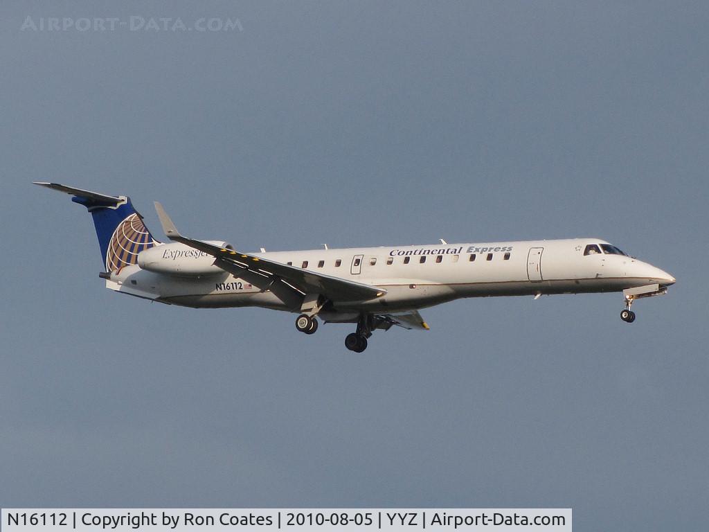 N16112, 2002 Embraer ERJ-145XR (EMB-145XR) C/N 145660, This 2002 Embraer 145XR is landing on 24R at Toronto Int'l Airport (YYZ)