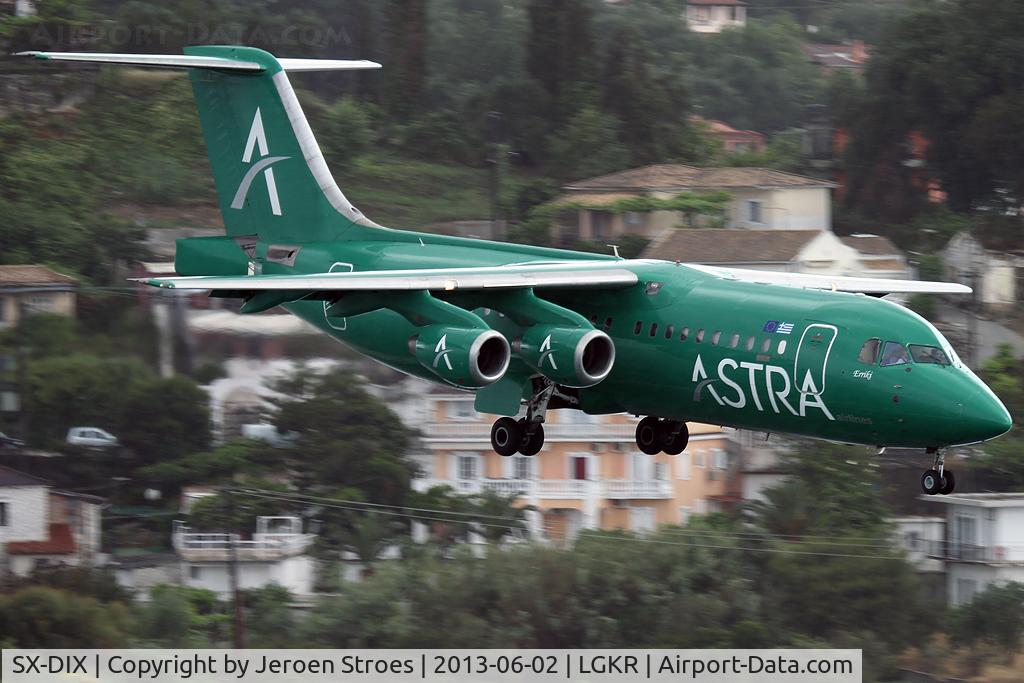 SX-DIX, 1991 British Aerospace BAe.146-300 C/N E3193, the green one, the other member of the family is deep blue