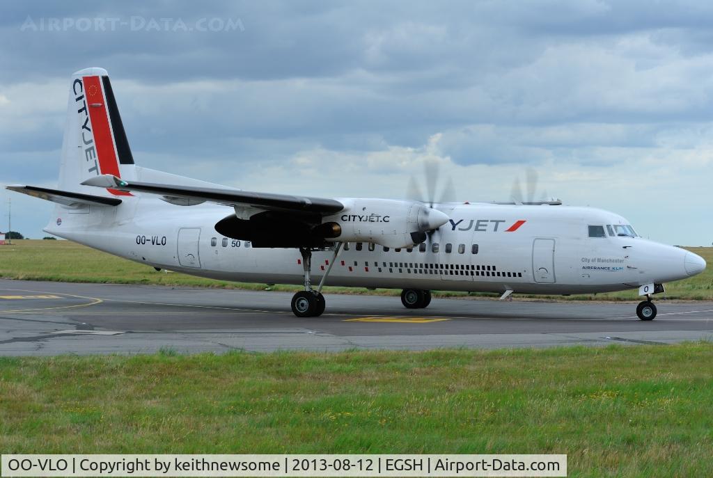 OO-VLO, 1988 Fokker 50 C/N 20127, Arriving for maintenance.