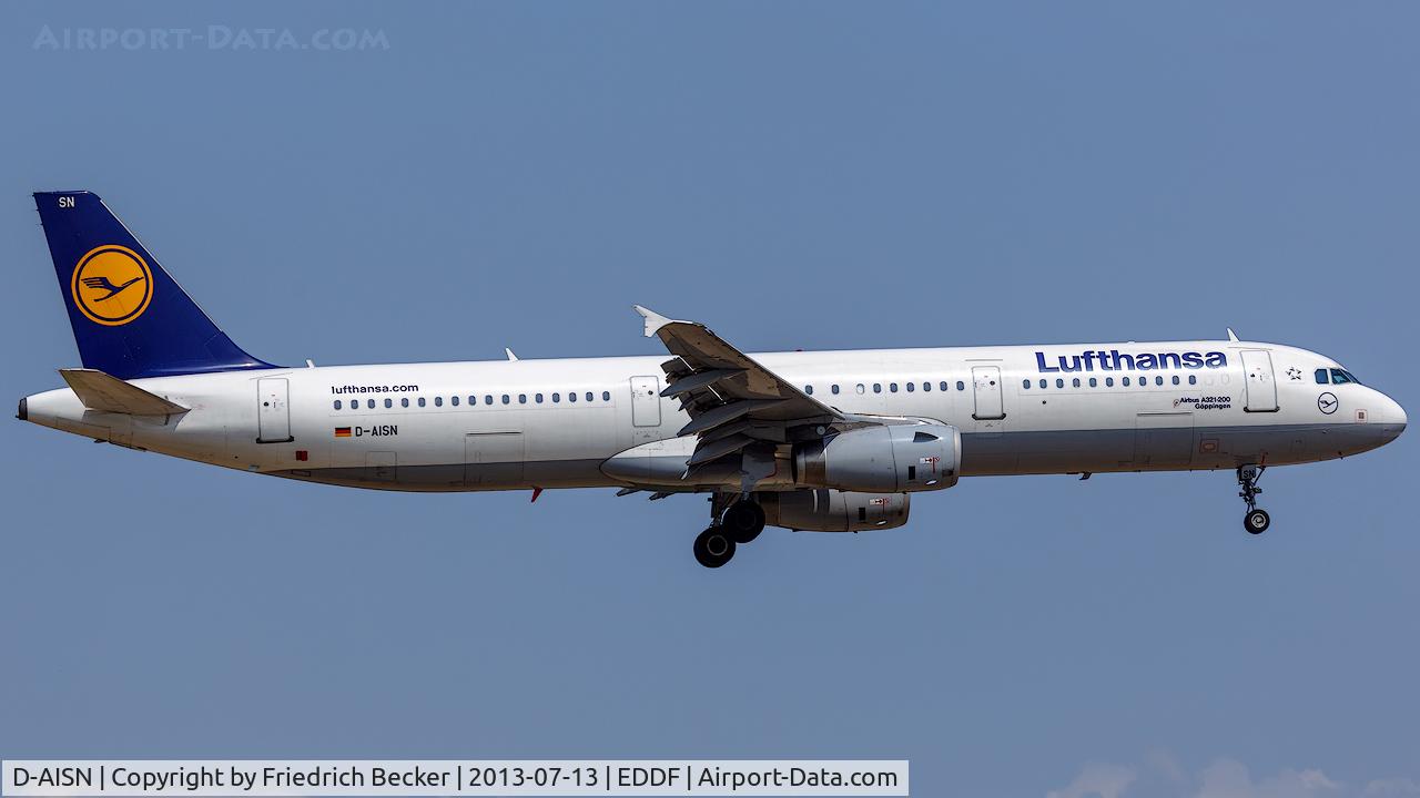 D-AISN, 2008 Airbus A321-231 C/N 3592, on final RW07R