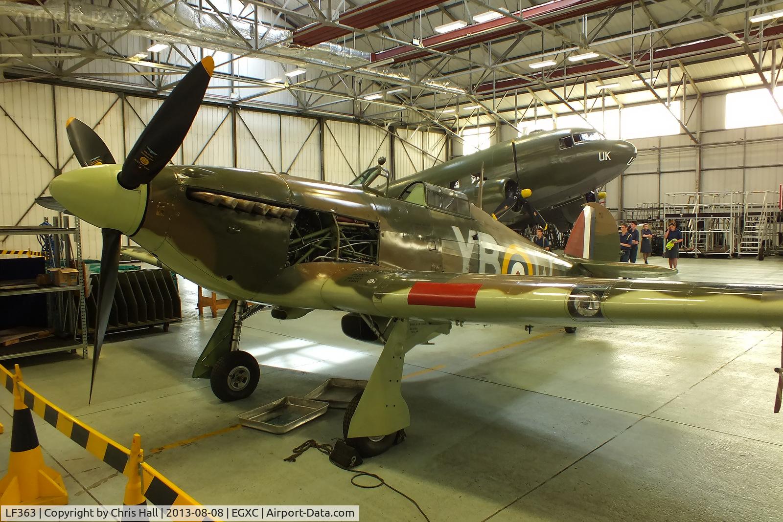 LF363, 1944 Hawker Hurricane IIC C/N 41H/469290, LF363 currently wears the colours of Hurricane Mk 1 P3878 ‘YB-W’, the aircraft of Flying Officer Harold ‘Birdy’ Bird-Wilson of No 17 Sqn during the Battle of Britain.