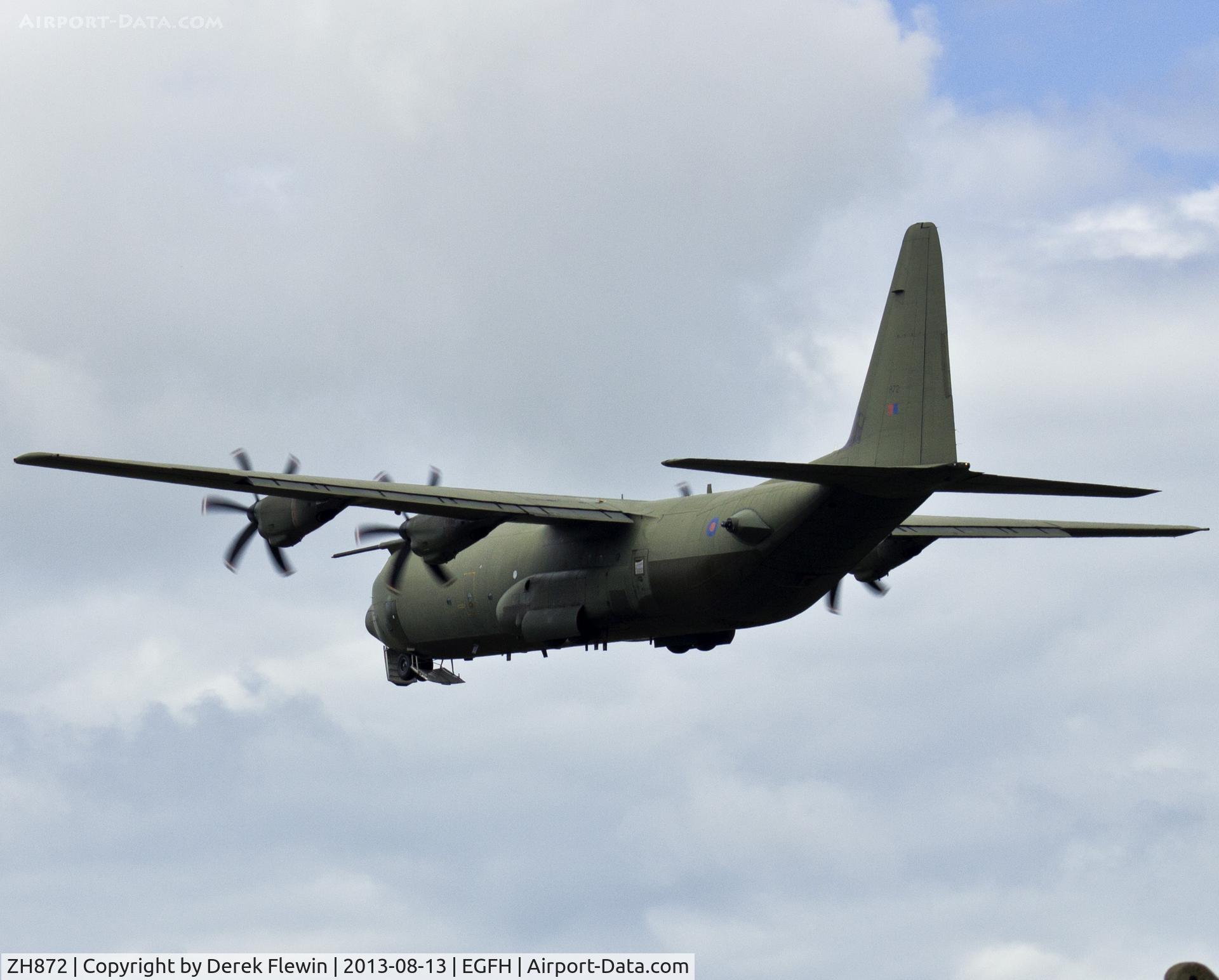 ZH872, 1997 Lockheed Martin C-130J-30 Hercules C.4 C/N 382-5456, C-130J-30 Hercules C.4 pulling out from runway 22 en route to RAF Brize Norton.